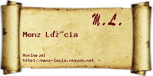 Menz Lúcia névjegykártya